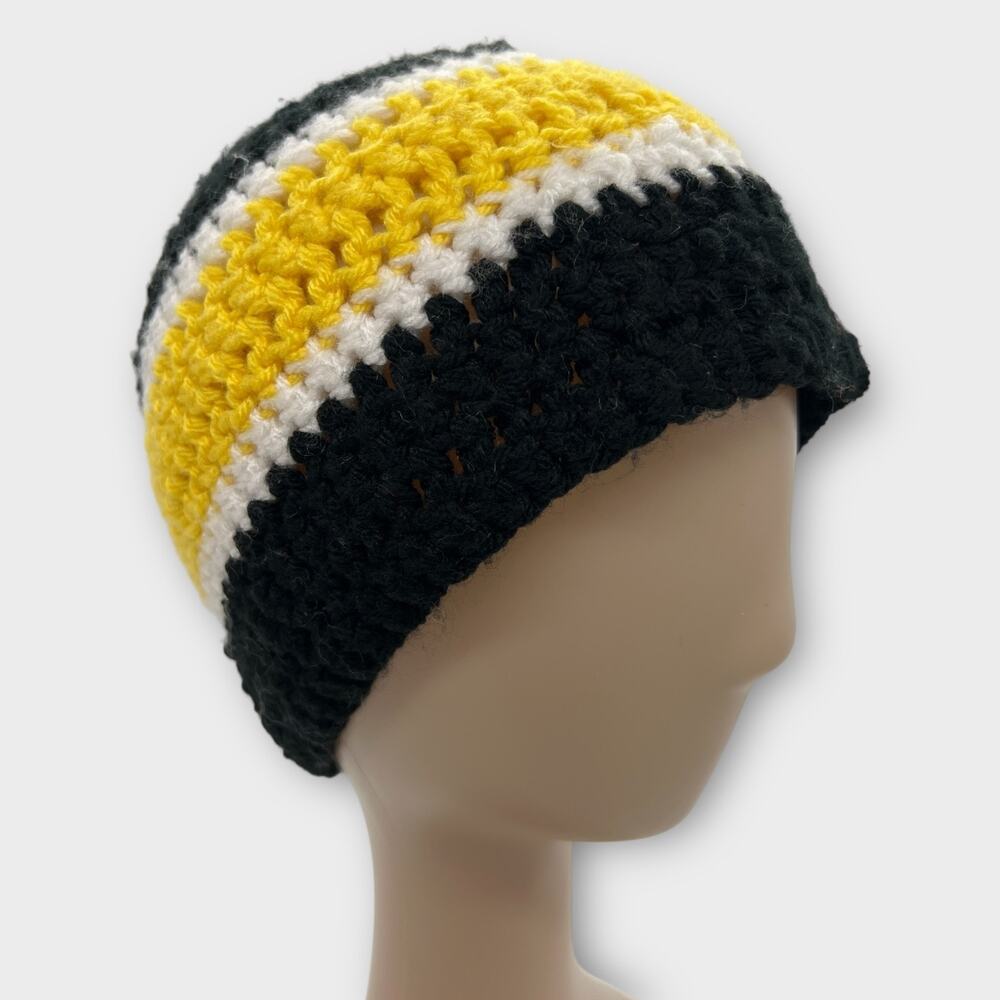 Knit‎ Woven Black white yellow Steelers Beanie Knit Hat Outdoors Unisex Small